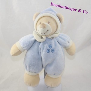 Doudou Bären JOLLYBABY blau beige Spirale 24 cm