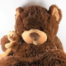 Grande peluche XXL ours MAX & SAX avec son bébé marron beige Carrefour