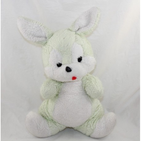 Teddy rabbit NOUNOURS vintage white green tongue pulled 32 cm