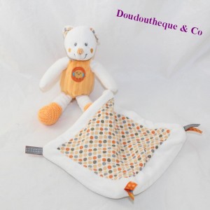 Doudou bear handkerchief NICOTOY Little Hug orange pea bird 20 cm