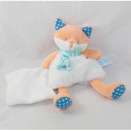 Doudou Fuchs BABY NAT' Poupi Taschentuch weiß blau 22 cm Doudou Fuchs BABY NAT' Poupi Taschentuch weiß blau 22 cm