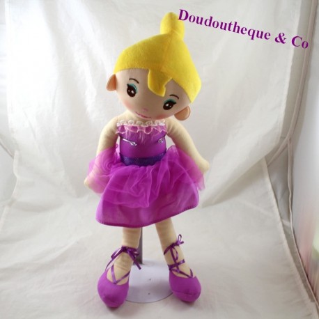 Plüsch puppe blond ZEEMAN kleid lila tänzerin 42 cm Plüsch puppe blond ZEEMAN kleid lila tänzerin 42 cm