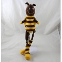 Doudou abeille LES PETITES MARIE marron jaune longues jambes 37 cm