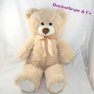 Large teddy bear MAX - SAX beige satin knot 60 cm