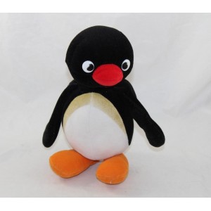 Peluche pingouin Pingu JEMINI noir et blanc années 90 série TV 23 cm