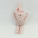 Doudou coniglio VERTBAUDET piselli rosa strisce marroni modello piccolo 22 cm