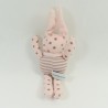 Doudou rabbit VERTBAUDET pink peas brown stripes small model 22 cm