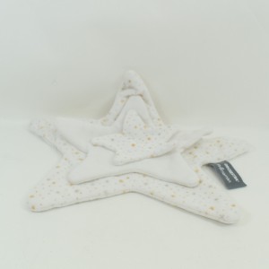 Doudou plat étoile ORCHESTRA Prémaman doré blanc 25 cm