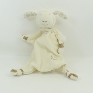 Doudou mouton BABY CLUB blanc cassé soleil attache tétine C&A 32 cm