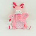 Doudou jirafa de marionetas DOUDOU Y EMPRESA Preciosa fresa rosa 28 cm