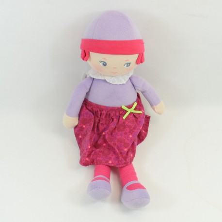 Poupée chiffon COROLLE robe fleuris chapeau rose 2013 37 cm Poupée chiffon COROLLE robe fleuris chapeau rose 2013 37 cm