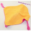 Doudou plana púrpura y amarillo ratones anudados esquinas 24 cm