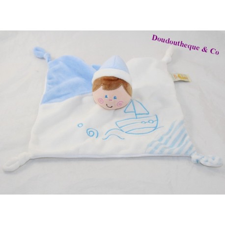 Doudou flach junge BABY LUNA Babyluna blau weiß Boot 22 cm Doudou flach junge BABY LUNA Babyluna blau weiß Boot 22 cm