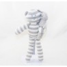 Doudou cat BOUT'CHOU Monoprix striped white grey with baby 30 cm