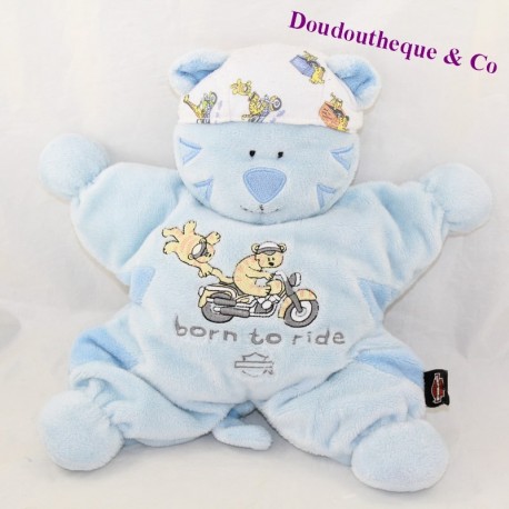 Doudou du semi plat tiger HARLEY DAVIDSON Born to ride blau bandana 29 cm