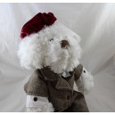 Peluche dog MARIONNAUD suit tweed red beret 40 cm