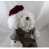 Peluche dog MARIONNAUD suit tweed red beret 40 cm
