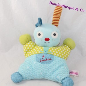 Doudou semi plat Lapin Jästchen gestreift Ohr 25 cm