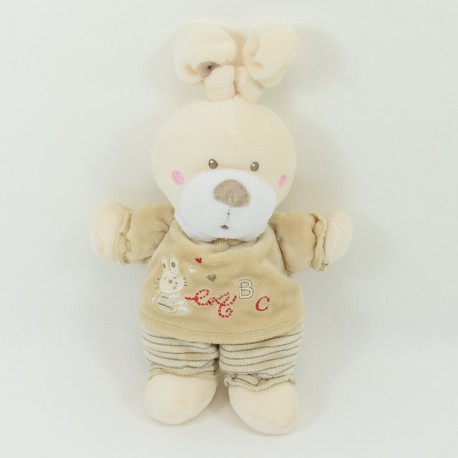 Peluche lapin NICOTOY beige ABC 22 cm