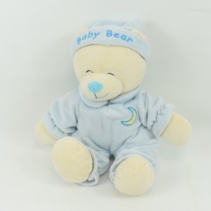 Peluche ours GIPSY Baby bear bleu bonnet 30 cm