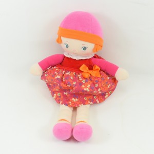 Bambola rag COROLLE vestito cappello rosa floreale 2013 37 cm