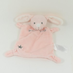 Doudou flaches Kaninchen WEIZENKORN rosa grauer Stern 20 cm