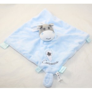 Doudou Flach Esel CORSICA blau Befestigung Schnuller Etiketten 25 cm