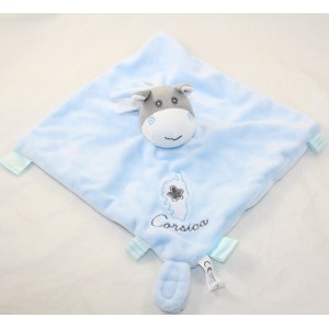 Doudou flat donkey CORSICA blue attaches nipple tags 25 cm