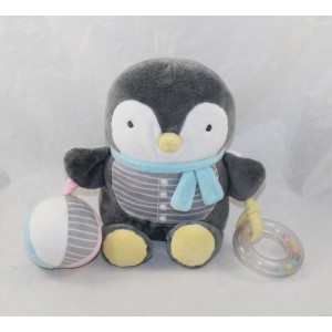Pinguino Attività peluche MOTS D'ENFANTS blu grigio e palle bianche