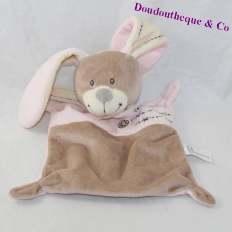 Doudou flat rabbit NICOTOY pink brown cross 24 cm