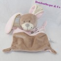 Doudou coniglio piatto NICOTOY croce marrone rosa 24 cm