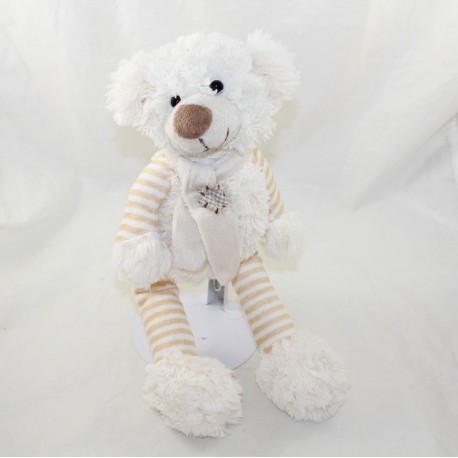 Oso Kalidou oso BEAR BEAR ENESCO blanco oso rayado bufanda beige 35 cm