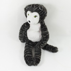 Peluche chat IKEA noir rayé gris pois rose 47cm