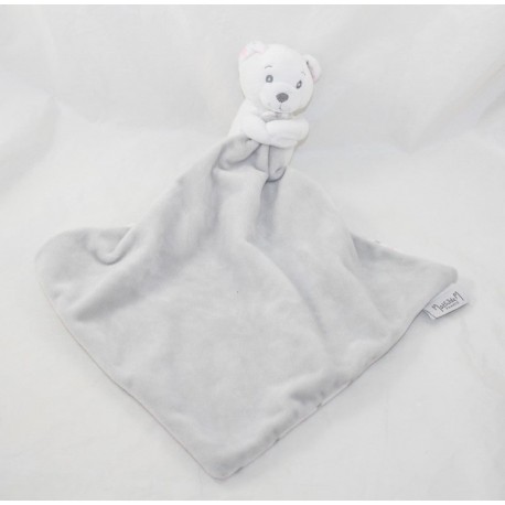 Doudou bear handkerchief MATHILDE M pink white grey stars 37 cm
