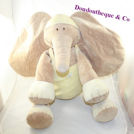 Peluche Archibald éléphant NOUKIE'S Les Douzous d'Afrique jaune palmier 40 cm