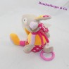 Doudou musical rabbit BABYSUN beige pink flowers 21 cm