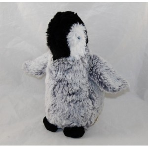 Peluche manchot NATURE PLANET pingouin gris blanc 23 cm