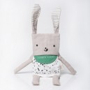 Doudou réversible Flippy lapin WEE GALLERY émotions Hello Bunny lin avec rabats 30 cm
