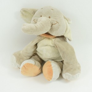 Doudou Elefant BENGY Orange gelben Schal 24 cm