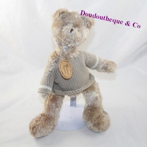 Peluche ours SOPAFRA Clémentine Créations ours pull beige 31 cm