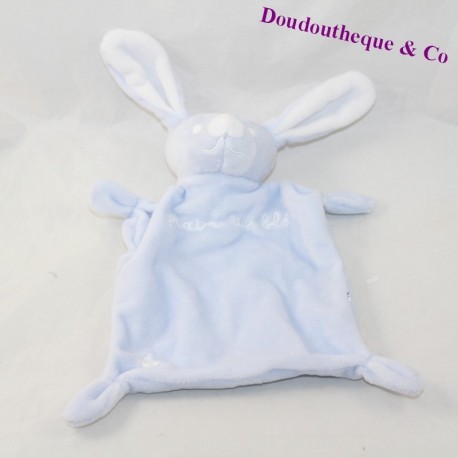 Doudou flat rabbit GRAIN OF WHEAT blue and white star 20 cm