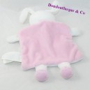 Doudou coniglio piatto KIMBALOO farfalla rosa bianco quadrato 23 cm