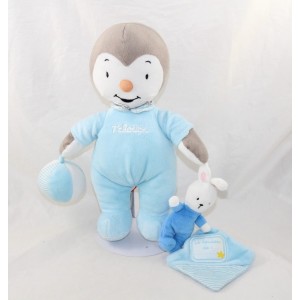 Peluche T'choupi NICOTOY azul claro bola azul conejito suave 27 cm