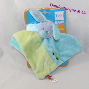 Doudou flat rabbit TEX BABY blue green 24 cm