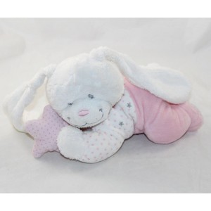 Musical dolly conejo TEX BABY estrella reclinable rosa blanco 26 cm