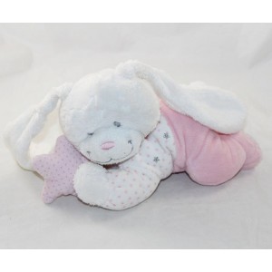 Musikalisches Plüsch Kaninchen TEX BABY Liege stern rosa weiß 26 cm