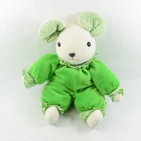 Maus Kuscheltier AJENA grün-weiß kariert 42 cm Maus Kuscheltier AJENA grün-weiß kariert 42 cm