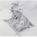 Oso de pañuelo Doudou oso MAX - SAX Carrefour rayas grises blancas Luna 36 cm