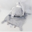 Orso fazzoletto Doudou MAX - SAX Carrefour grigio bianco Strisce lunari 36 cm