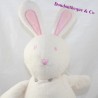 Red pink white rabbit with a bun 30 cm